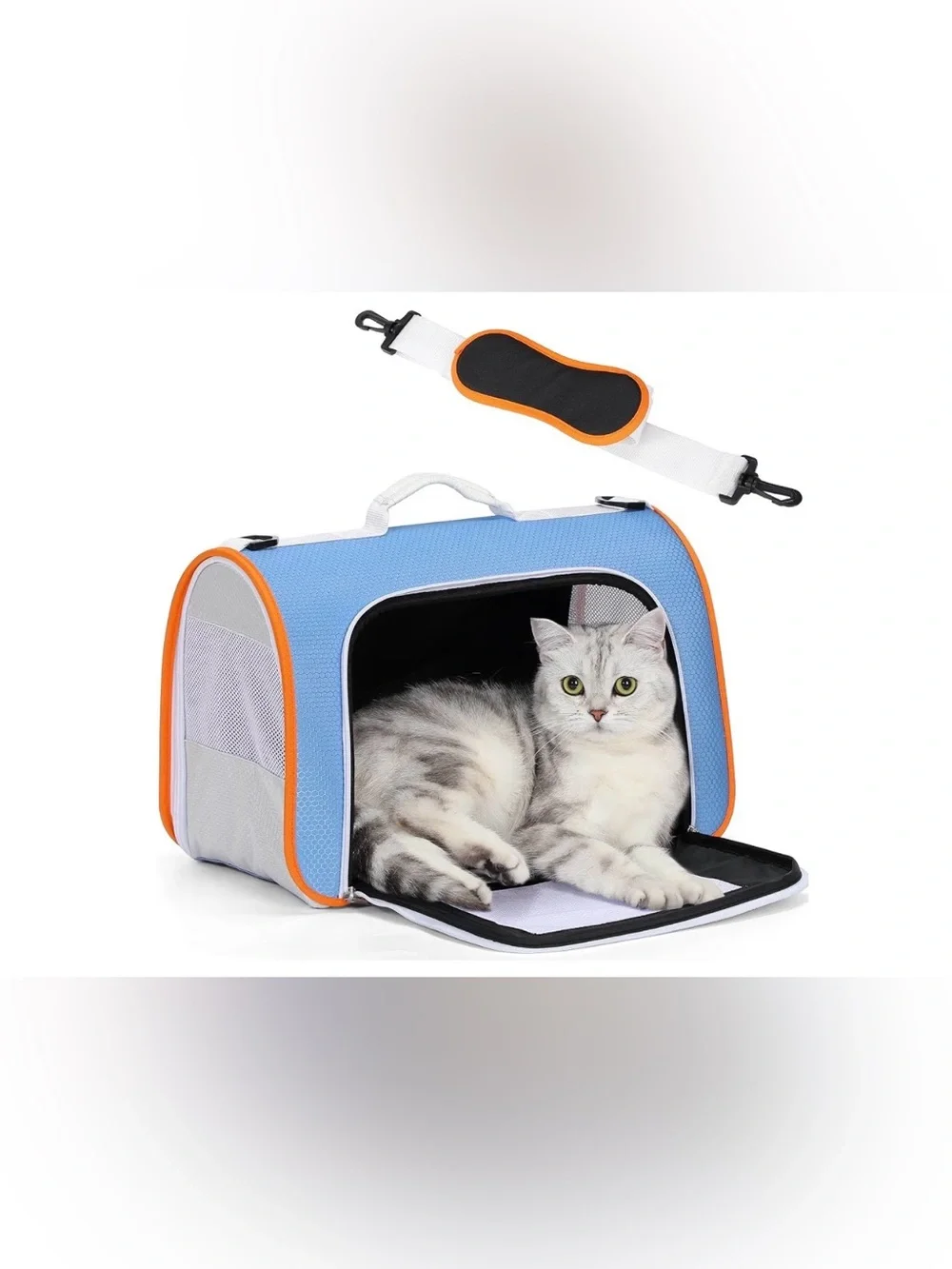 A 4 Pet Cat Dog Carrier Airline Approved Soft Sided Foldable Blue Orange New